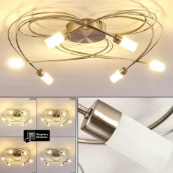 hofstein Plafonnier Gordola LED Acier brossé, 6 lumières