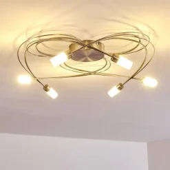 hofstein Plafonnier Gordola LED Acier brossé, 6 lumières