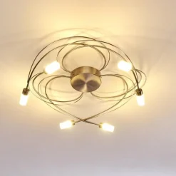 hofstein Plafonnier Gordola LED Acier brossé, 6 lumières