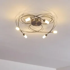 hofstein Plafonnier Gordola LED Acier brossé, 6 lumières