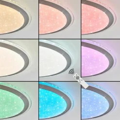 hofstein Plafonnier Gorgonta LED Blanc, 2 lumières, Télécommandes, Changeur de couleurs