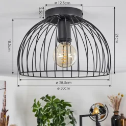 Lampes Industrielles-hofstein Plafonnier Gourel Noir, 1 lumière