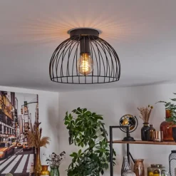 Lampes Industrielles-hofstein Plafonnier Gourel Noir, 1 lumière