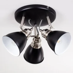 Lampes Industrielles-hofstein Plafonnier Gralingen Nickel mat, Noir, 3 lumières