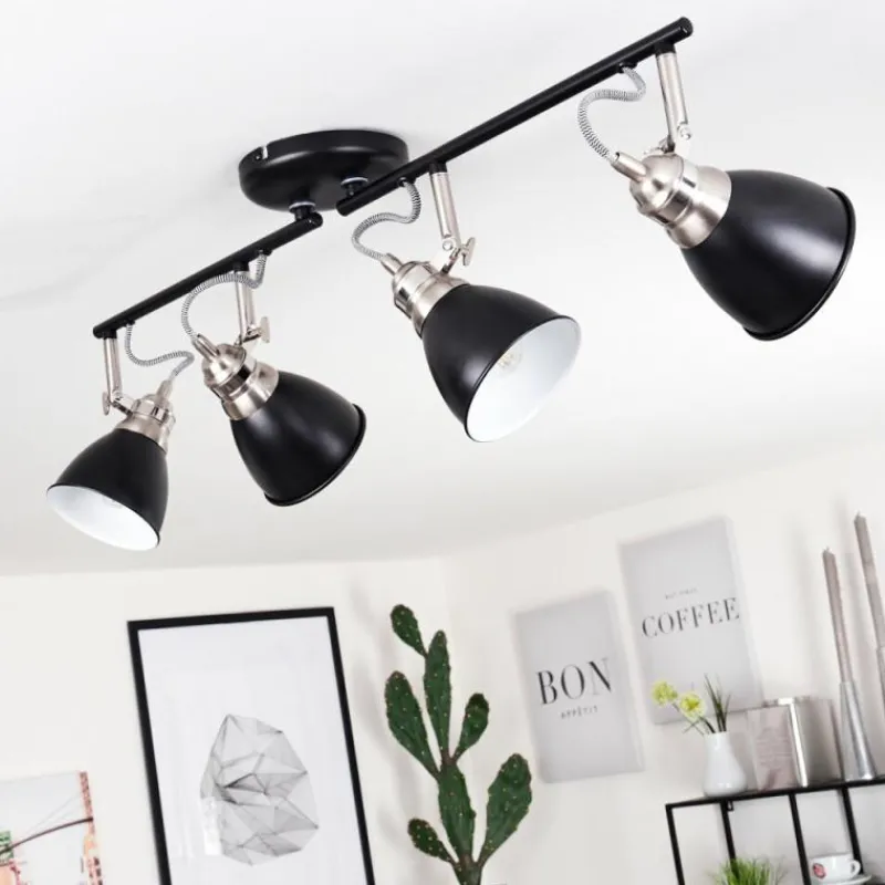 hofstein Plafonnier Gralingen Nickel mat, Noir, 4 lumières