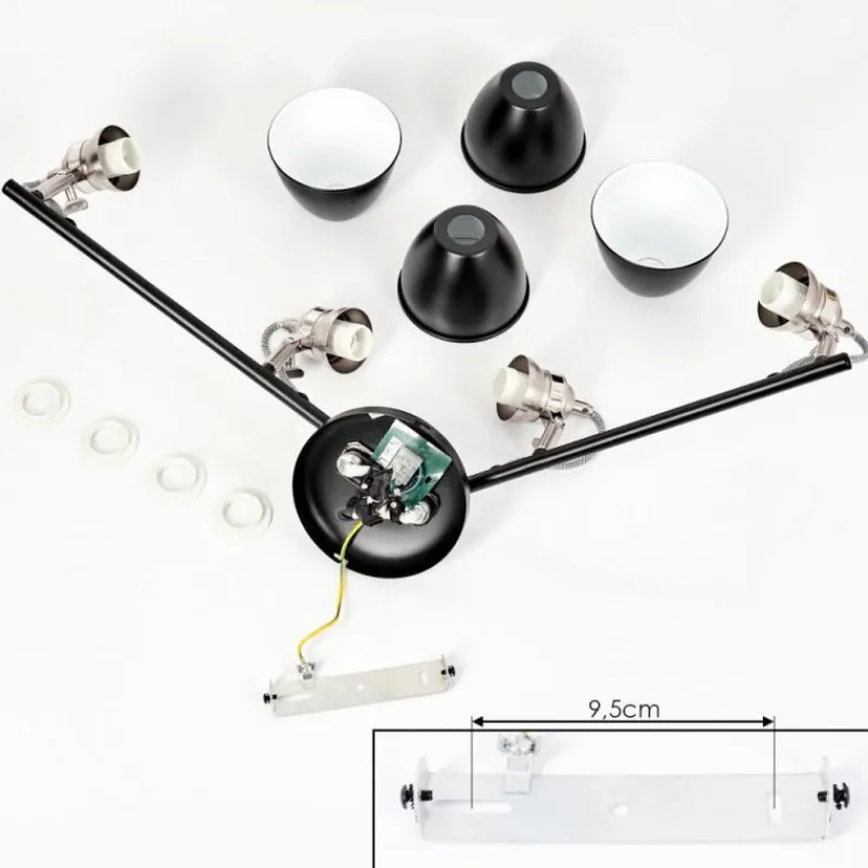 hofstein Plafonnier Gralingen Nickel mat, Noir, 4 lumières