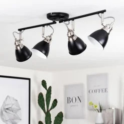 hofstein Plafonnier Gralingen Nickel mat, Noir, 4 lumières