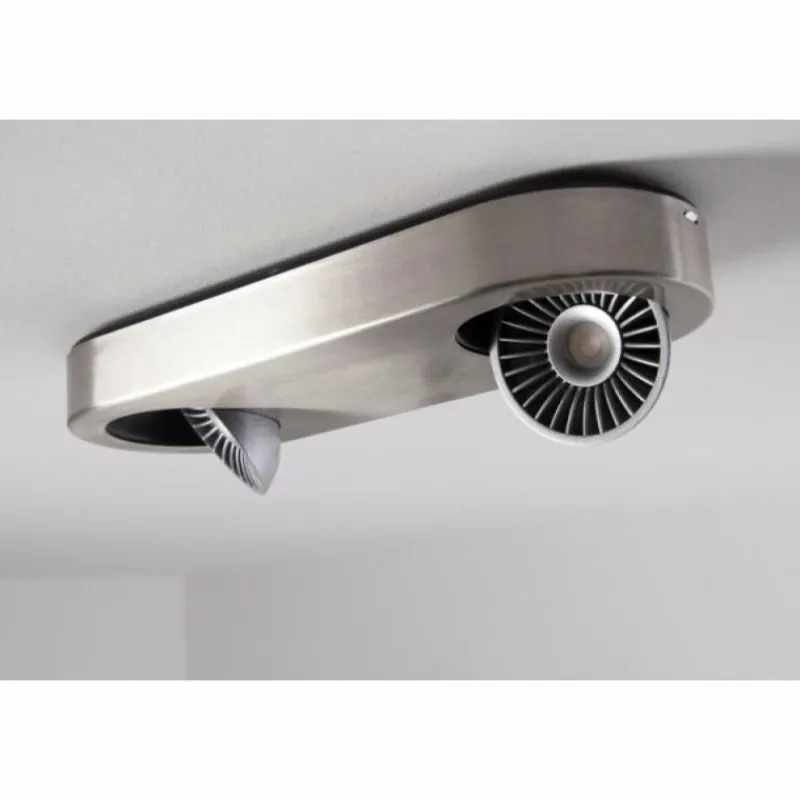 hofstein Plafonnier Granada LED Nickel mat, 2 lumières