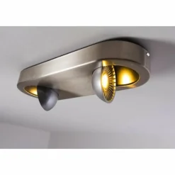 hofstein Plafonnier Granada LED Nickel mat, 2 lumières