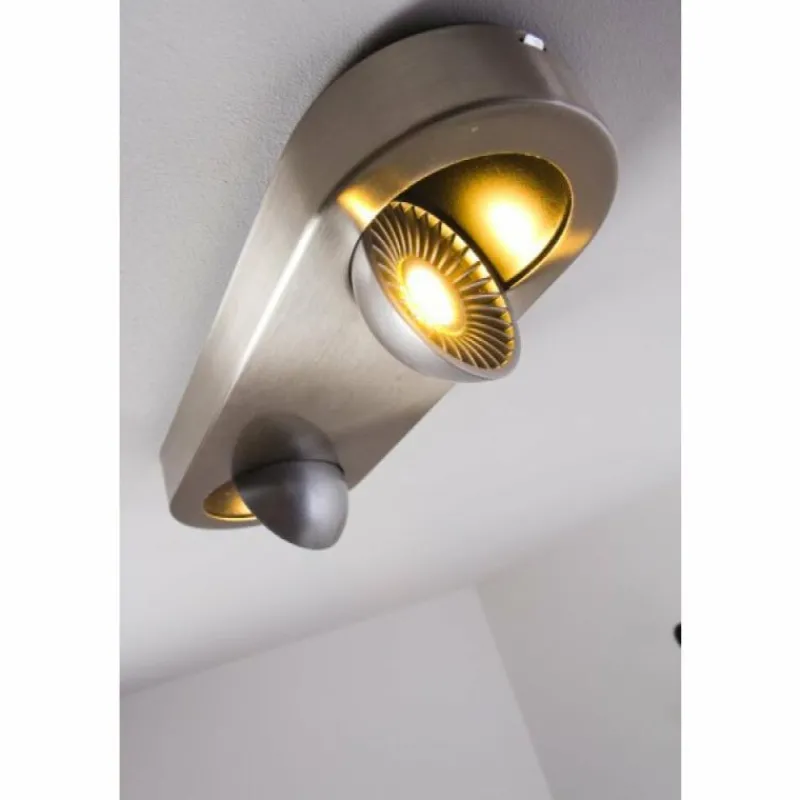 hofstein Plafonnier Granada LED Nickel mat, 2 lumières