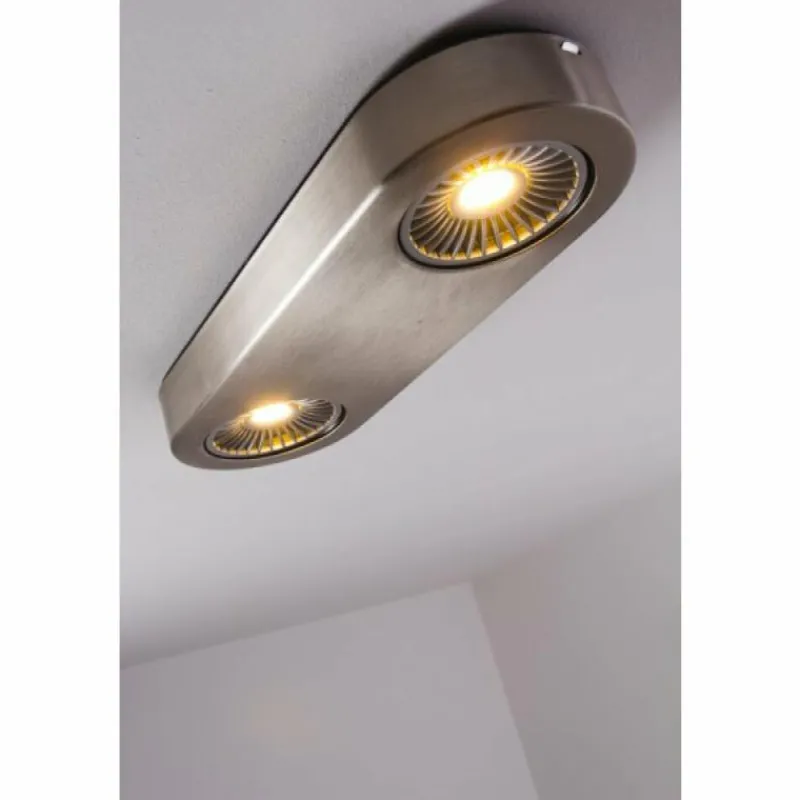 hofstein Plafonnier Granada LED Nickel mat, 2 lumières
