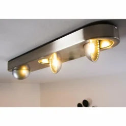 hofstein Plafonnier Granada LED Nickel mat, 3 lumières