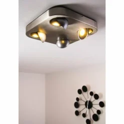 hofstein Plafonnier Granada LED Nickel mat, 4 lumières