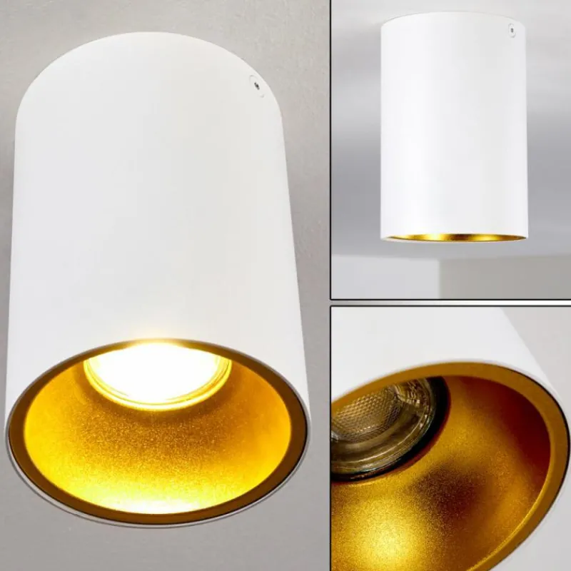 Lampes Dorées-hofstein Plafonnier Grenada Or, Blanc, 1 lumière