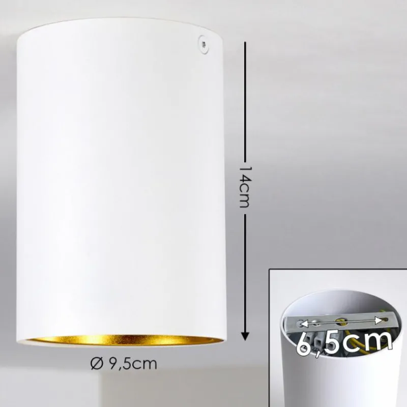 Lampes Dorées-hofstein Plafonnier Grenada Or, Blanc, 1 lumière