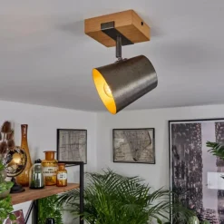 Lampes Dorées-hofstein Plafonnier Gressot Écru, Nickel mat, 1 lumière