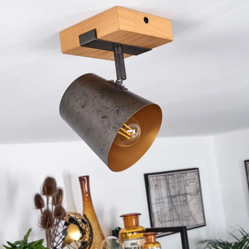 Lampes Dorées-hofstein Plafonnier Gressot Écru, Nickel mat, 1 lumière