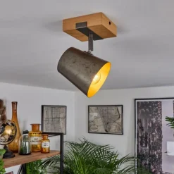 Lampes Dorées-hofstein Plafonnier Gressot Écru, Nickel mat, 1 lumière