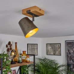 Lampes Dorées-hofstein Plafonnier Gressot Écru, Nickel mat, 1 lumière