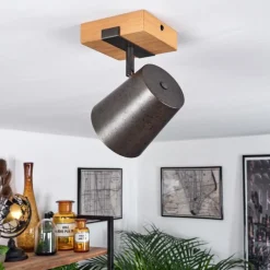 Lampes Dorées-hofstein Plafonnier Gressot Écru, Nickel mat, 1 lumière