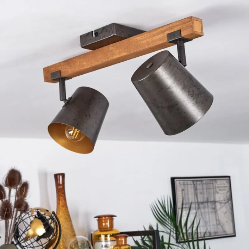 Lampes Dorées-hofstein Plafonnier Gressot Écru, Nickel mat, 2 lumières