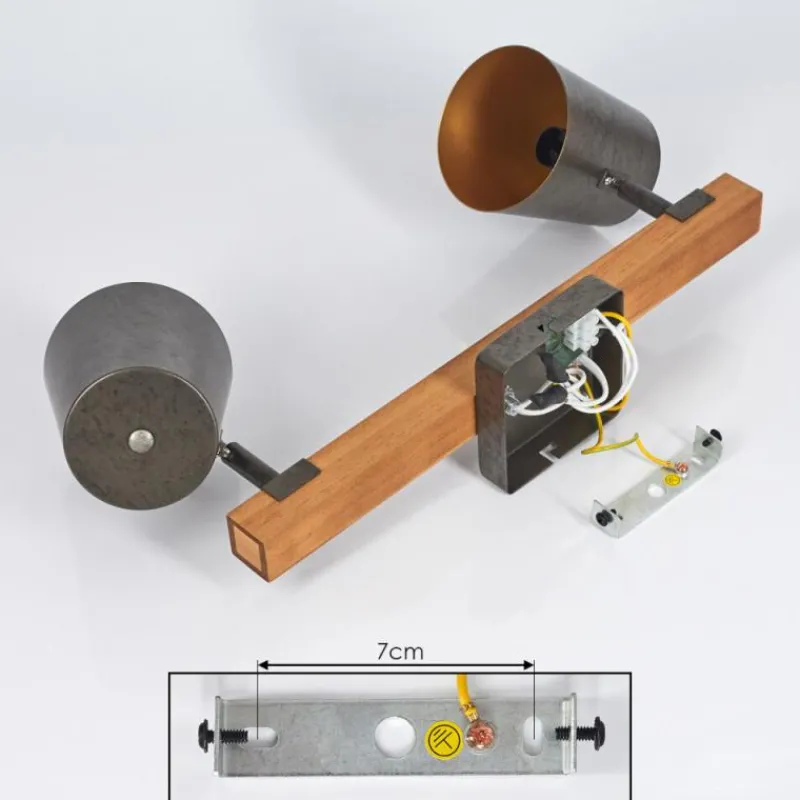 Lampes Dorées-hofstein Plafonnier Gressot Écru, Nickel mat, 2 lumières
