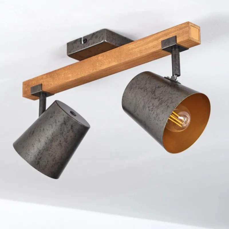 Lampes Dorées-hofstein Plafonnier Gressot Écru, Nickel mat, 2 lumières