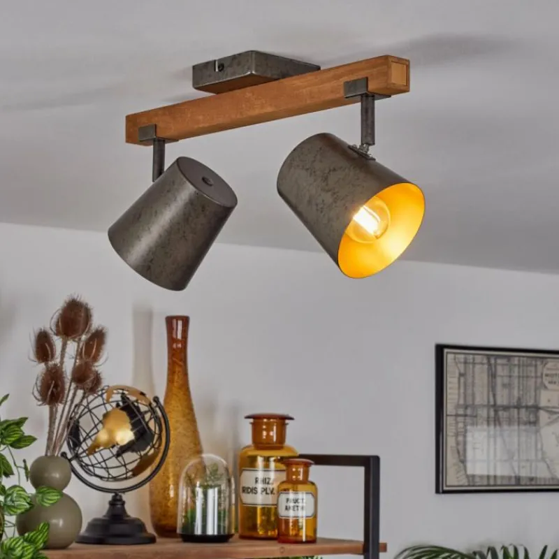 Lampes Dorées-hofstein Plafonnier Gressot Écru, Nickel mat, 2 lumières