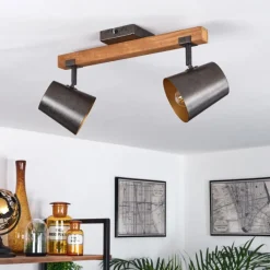 Lampes Dorées-hofstein Plafonnier Gressot Écru, Nickel mat, 2 lumières