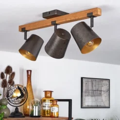 Lampes Dorées-hofstein Plafonnier Gressot Écru, Nickel mat, 3 lumières