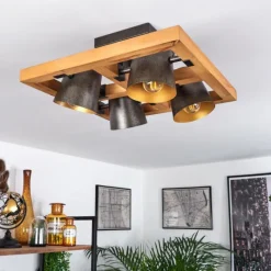 Lampes Dorées-hofstein Plafonnier Gressot Écru, Nickel mat, 4 lumières