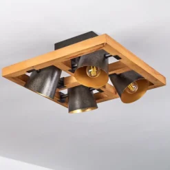 Lampes Dorées-hofstein Plafonnier Gressot Écru, Nickel mat, 4 lumières