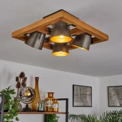 Lampes Dorées-hofstein Plafonnier Gressot Écru, Nickel mat, 4 lumières