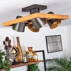 Lampes Dorées-hofstein Plafonnier Gressot Écru, Nickel mat, 4 lumières