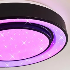 hofstein Plafonnier Grimacco LED Noir, 1 lumière, Changeur de couleurs