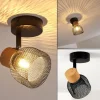 Lampes En Bois-hofstein Plafonnier Grongroft Bois clair, Noir, 1 lumière