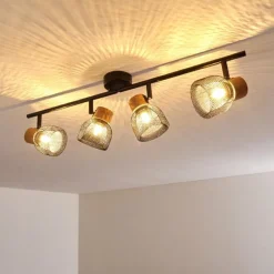 hofstein Plafonnier Grongroft Brun, Noir, 4 lumières