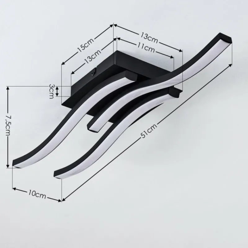 hofstein Plafonnier Grossari LED Noir, 3 lumières