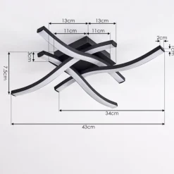 hofstein Plafonnier Grossarl LED Noir, 4 lumières