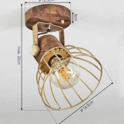 Lampes Dorées-hofstein Plafonnier Grunnfjord Or, Bois foncé, 1 lumière