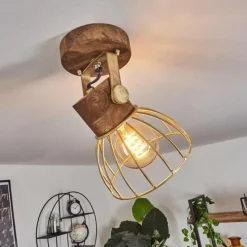 Lampes Dorées-hofstein Plafonnier Grunnfjord Or, Bois foncé, 1 lumière