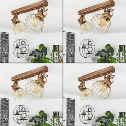 Lampes Dorées-hofstein Plafonnier Grunnfjord Or, Bois foncé, 2 lumières