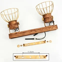 Lampes Dorées-hofstein Plafonnier Grunnfjord Or, Bois foncé, 2 lumières