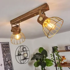 Lampes Dorées-hofstein Plafonnier Grunnfjord Or, Bois foncé, 2 lumières