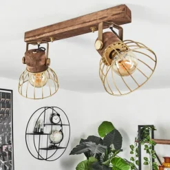 Lampes Dorées-hofstein Plafonnier Grunnfjord Or, Bois foncé, 2 lumières