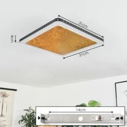 Lampes Dorées-hofstein Plafonnier Guacacallo LED Or, Noir, Blanc, 1 lumière