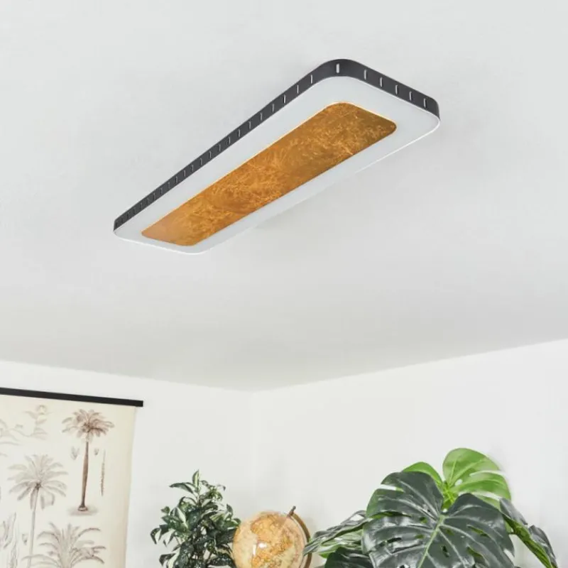 Lampes Dorées-hofstein Plafonnier Guacacallo LED Or, Noir, Blanc, 1 lumière