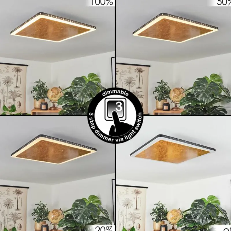 Lampes Dorées-hofstein Plafonnier Guacacallo LED Or, Noir, Blanc, 1 lumière