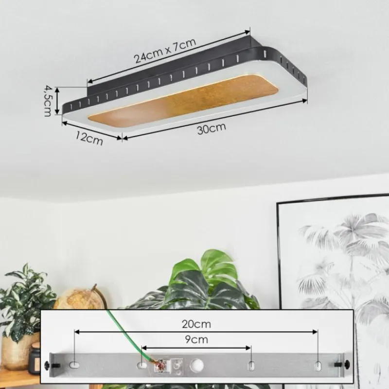 Lampes Dorées-hofstein Plafonnier Guacacallo LED Or, Noir, Blanc, 1 lumière