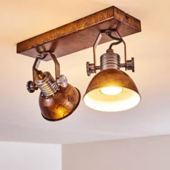 hofstein Plafonnier Gudo Brun, Bronze, 2 lumières* Spots Et Projecteurs